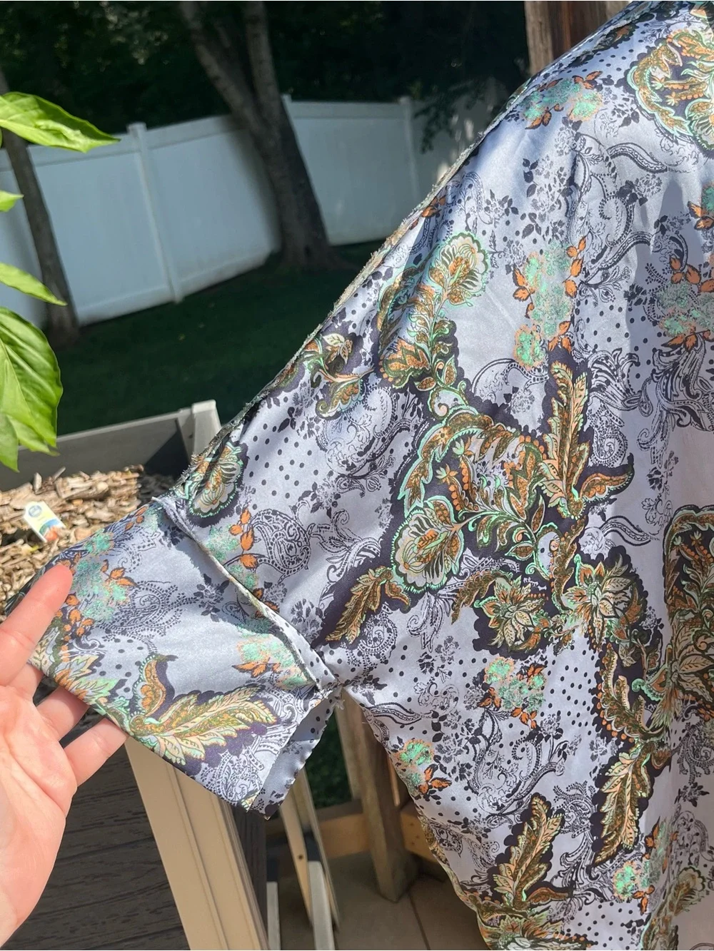 Free People Intimately Goddess Satin Paisley Oversized Sleep Shirt Size XS Boho